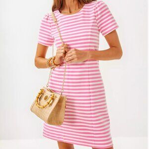 Lilly Pulitzer Pemberly Dress in Rousseau Pink Plume Bloom Stripe NWT